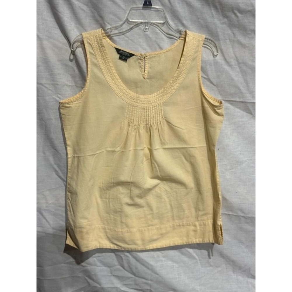 Eddie Bauer Pale Yellow Pleated Pintuck Tank Top M